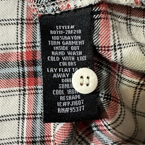 Sanctuary women's large white and orange plaid button down long sleeve shirt - Picture 4 of 5